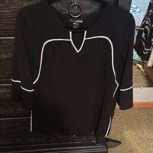 Renuar Black Blouse with White Trim